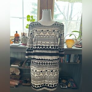 Marimekko Shift. Classic designer pattern in grey, black and cream. Size 34.